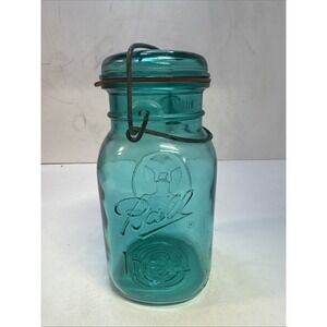 American Eagle Ball Green 1 Quart Canning Jar with Glass Rubber Wir